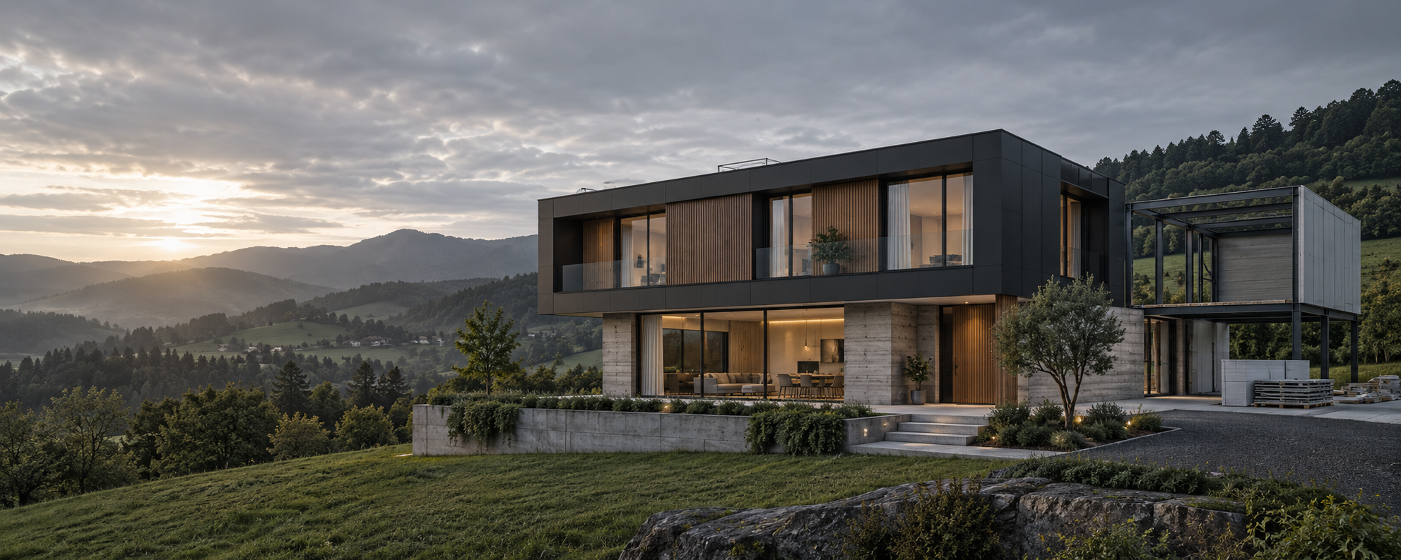Vivienda contemporánea construida con sistema industrializado